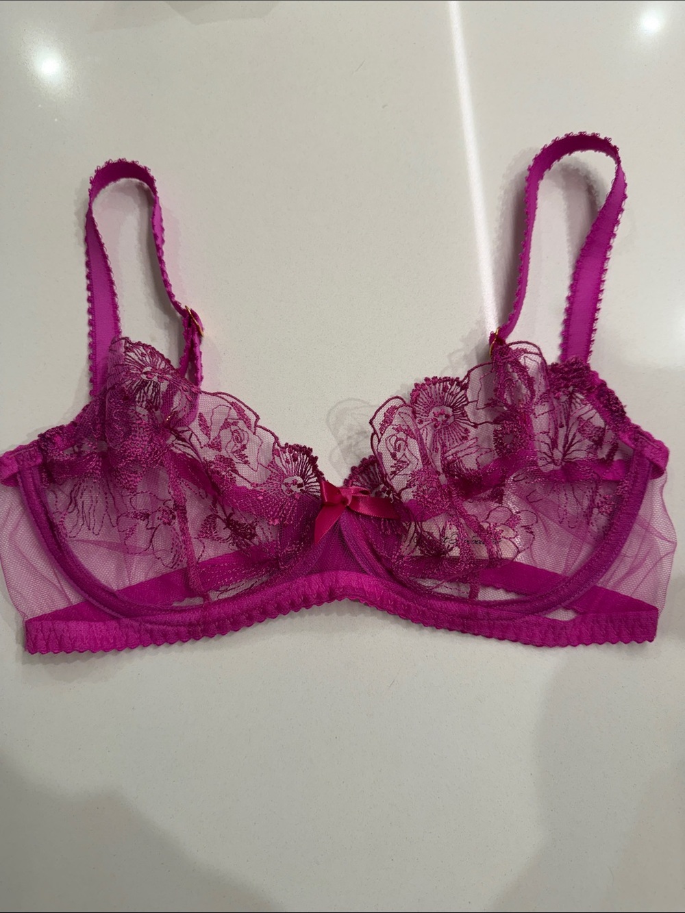 Agent Provocateur NWOT Jayce Plunge Underwired Bra Magenta Pink Size 32DD